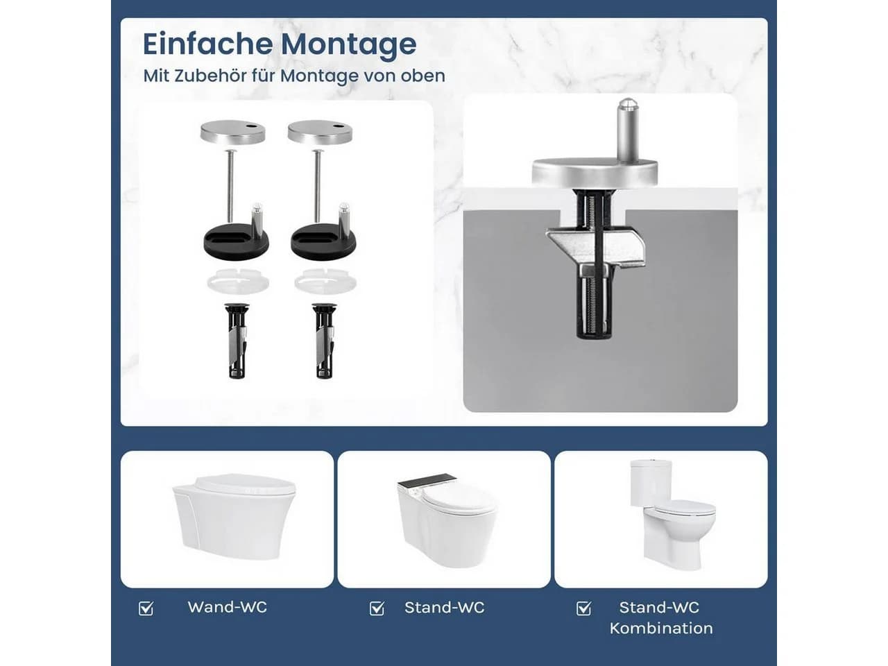 Woltu WC-Sitz O-Form mit Soft-Close und Quick Release Leuchtturm-Muster - Bild 4