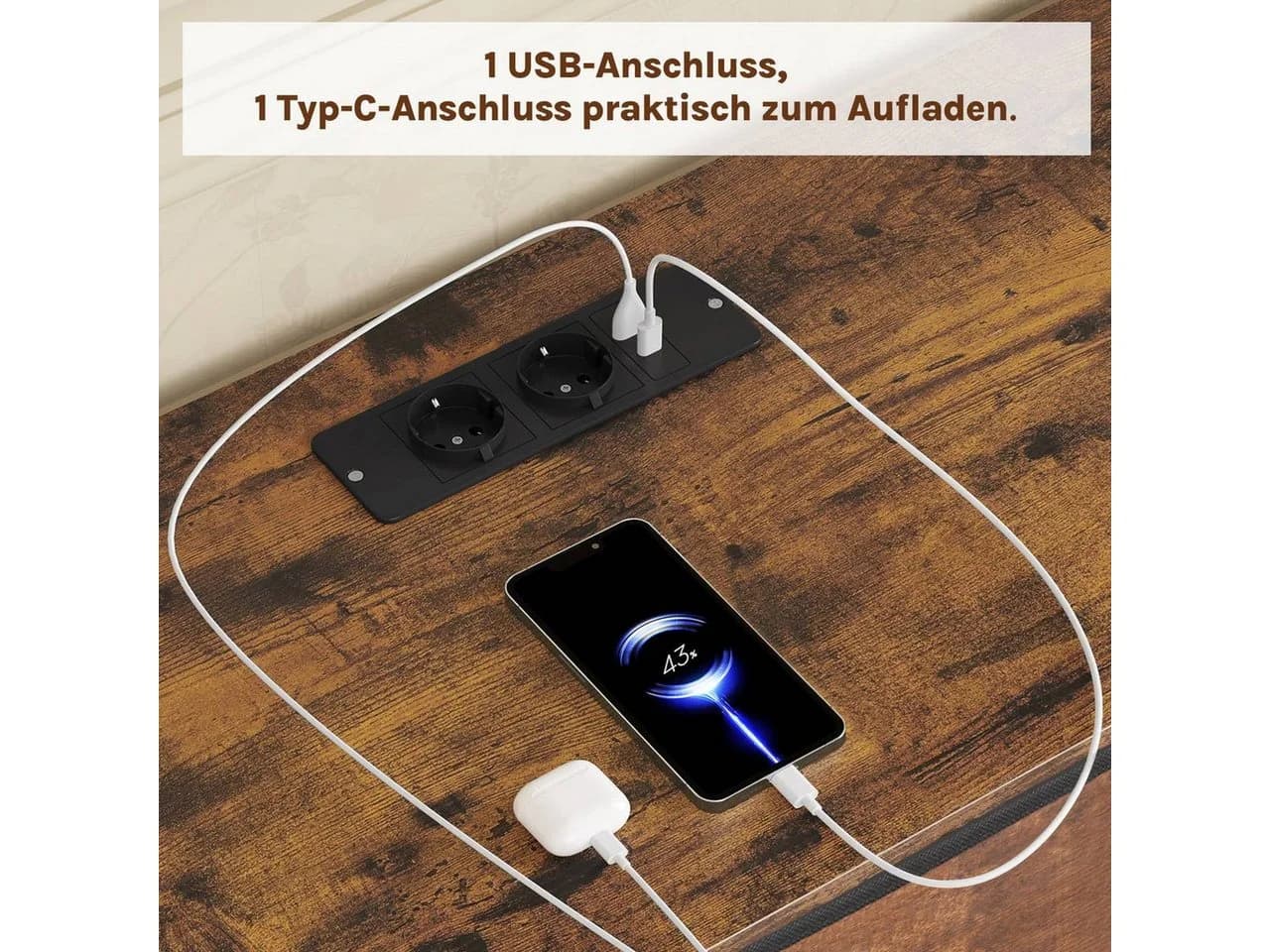 Woltu Kommode mit 9 Stoffschubladen, LED und Steckdosen, Metallrahmen - Bild 5