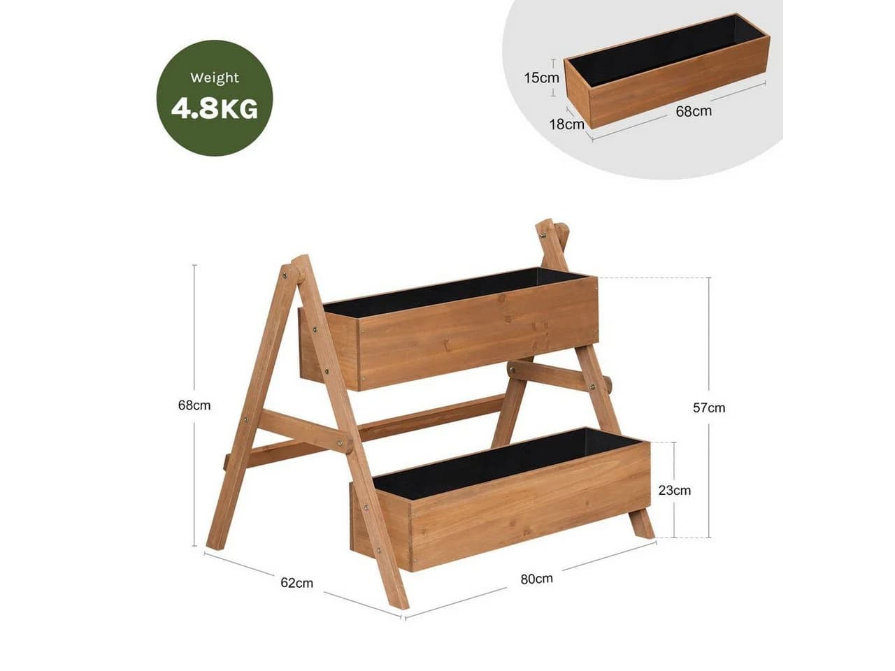 Woltu Hochbeet Tannenholz 2-stöckig Treppenförmig - Bild 3