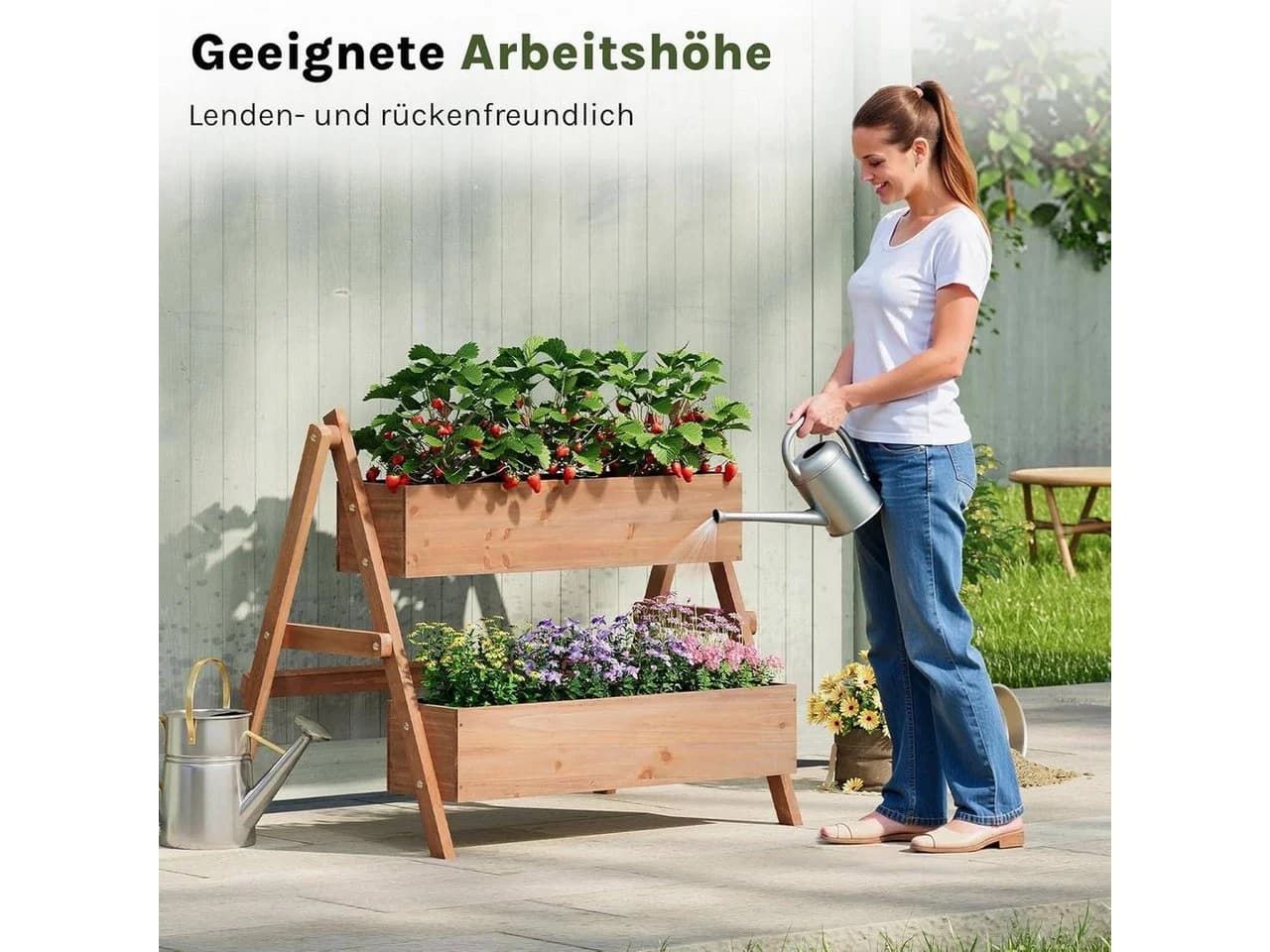 Woltu Hochbeet Tannenholz 2-stöckig Treppenförmig - Bild 4