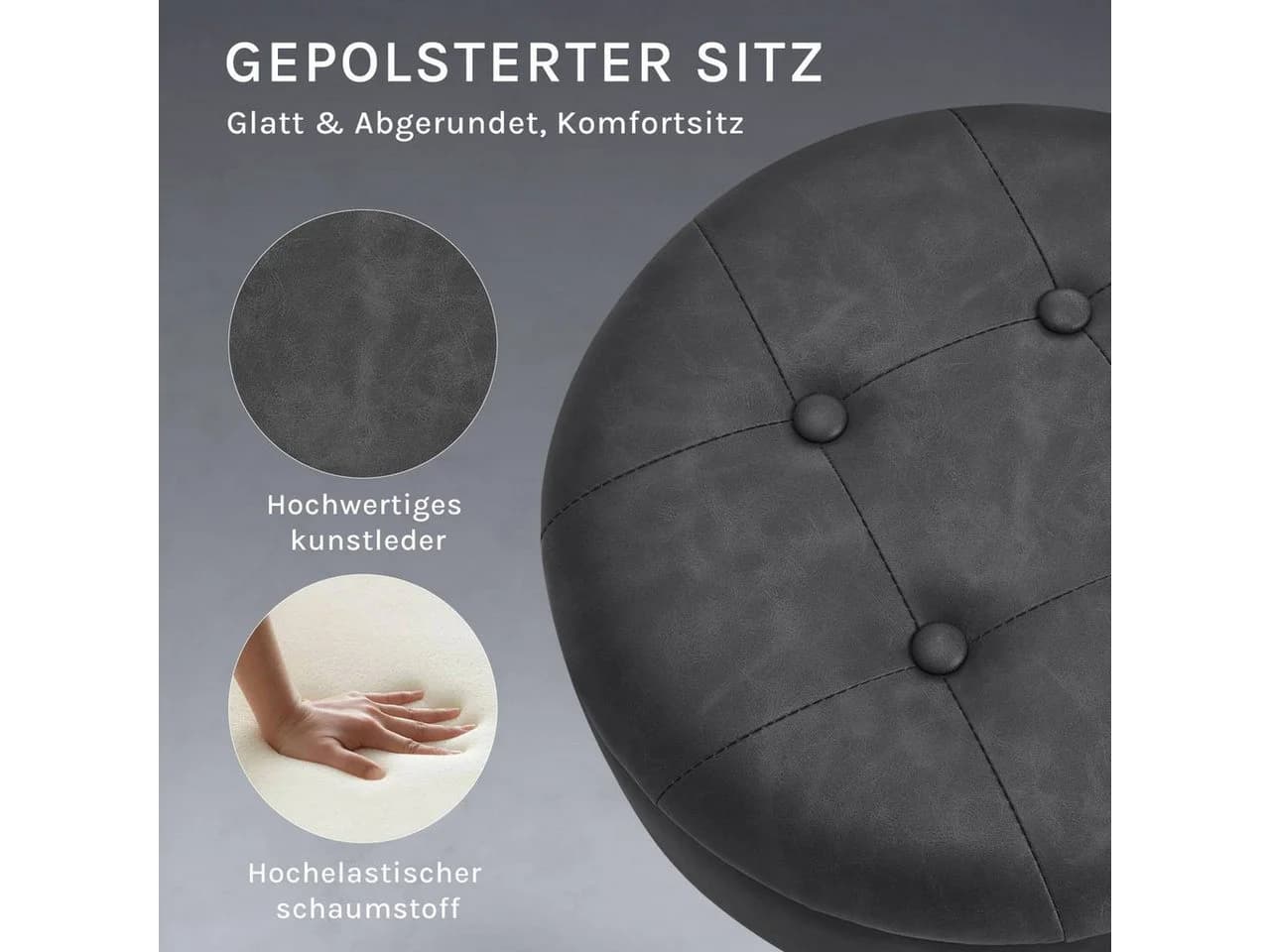 Woltu Drehhocker mit Stauraum höhenverstellbar Kunstleder - Bild 5