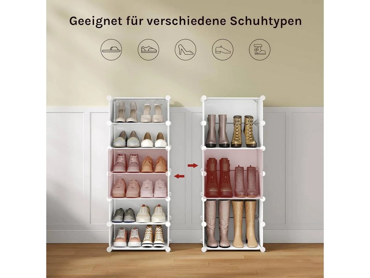 Woltu Schuhbox 10-teilig Weiß Stapelbar mit Tür - Bild 5