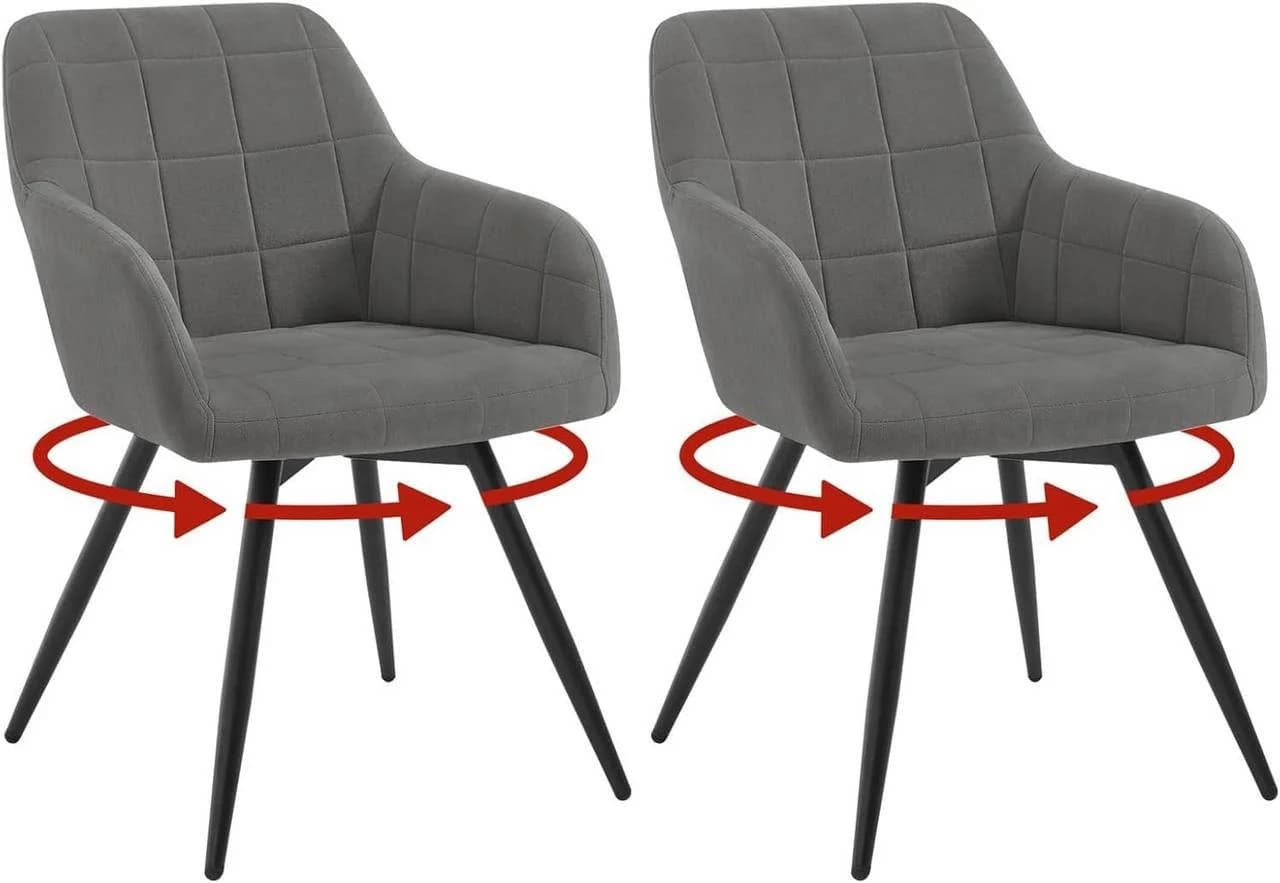 Woltu Esszimmerstuhl 2er Set Grau Samt Metall Drehstuhl - Bild 2