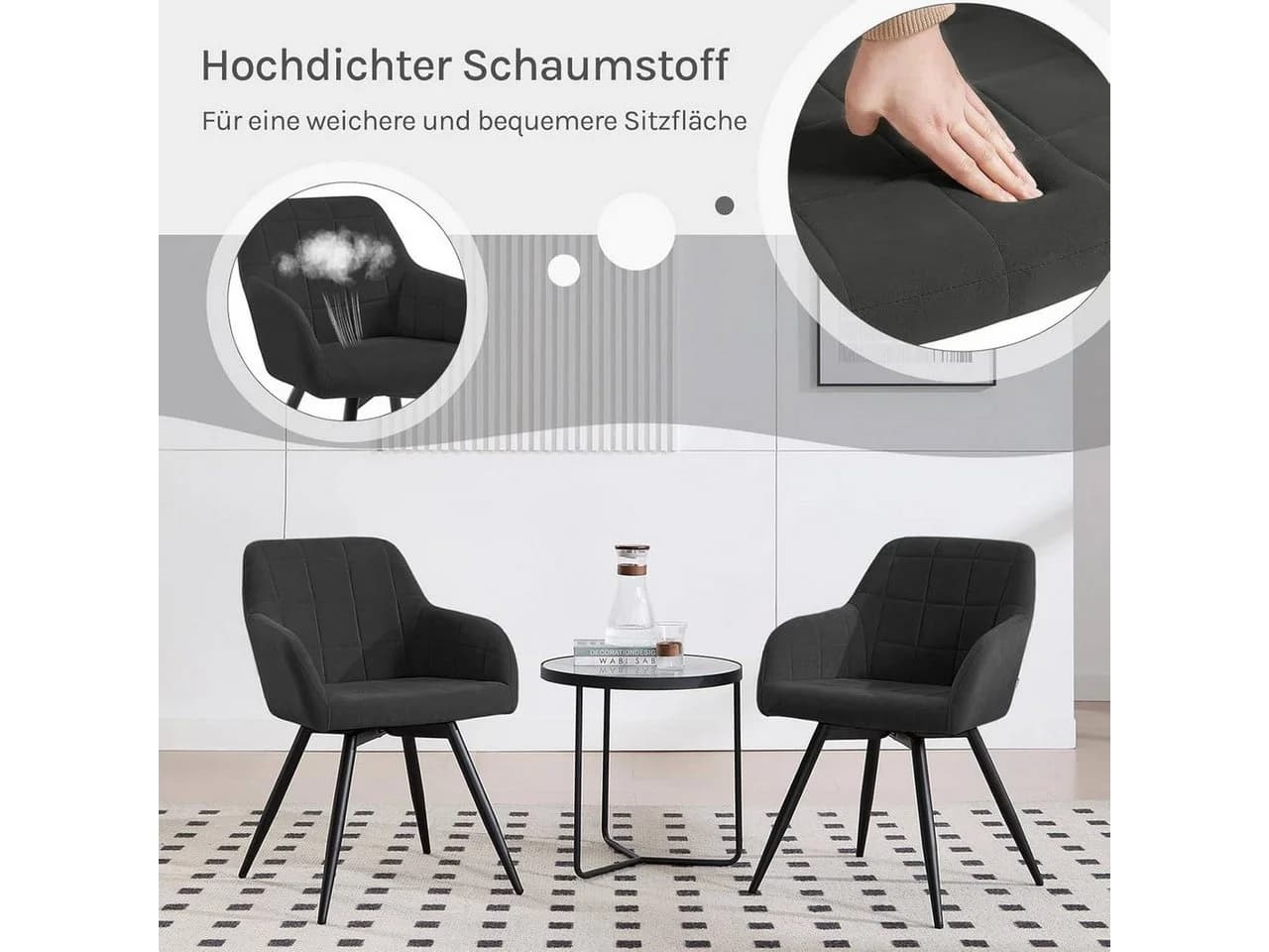 Woltu Esszimmerstuhl 4 St. gepolsterter ergonomischer mit Metallbeinen - Bild 5