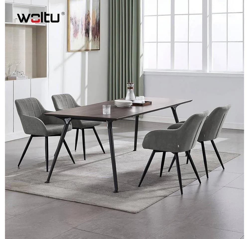 Woltu Esszimmerstuhl 6 St. gepolsterter ergonomischer mit Metallbeinen