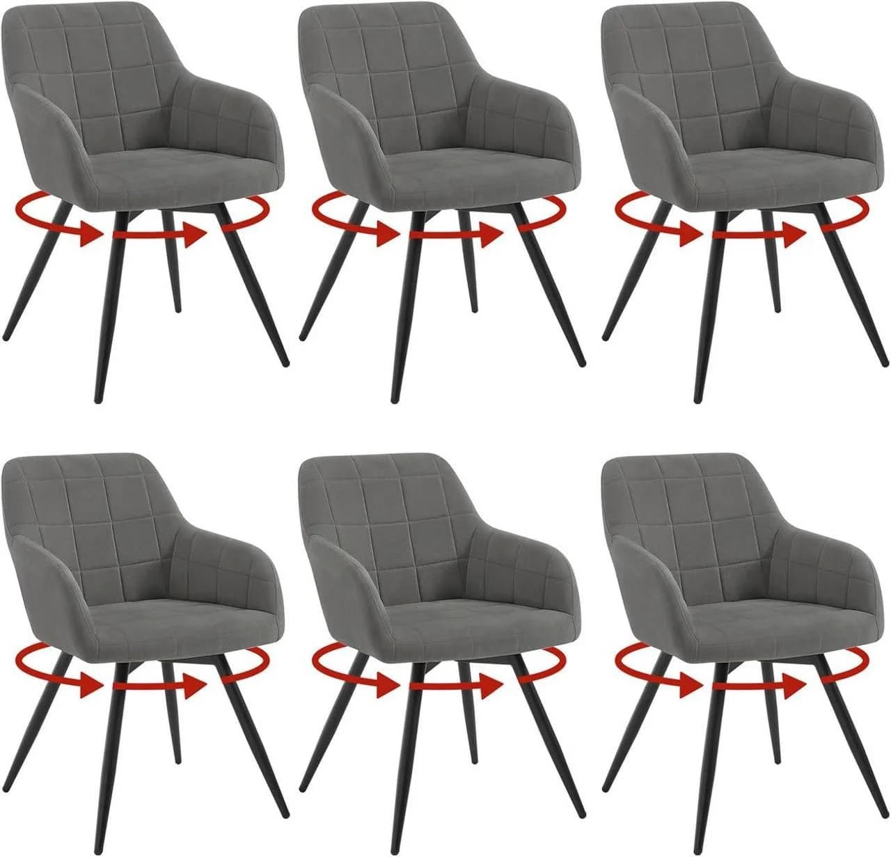Woltu Esszimmerstuhl 6 St. gepolsterter ergonomischer mit Metallbeinen - Bild 2