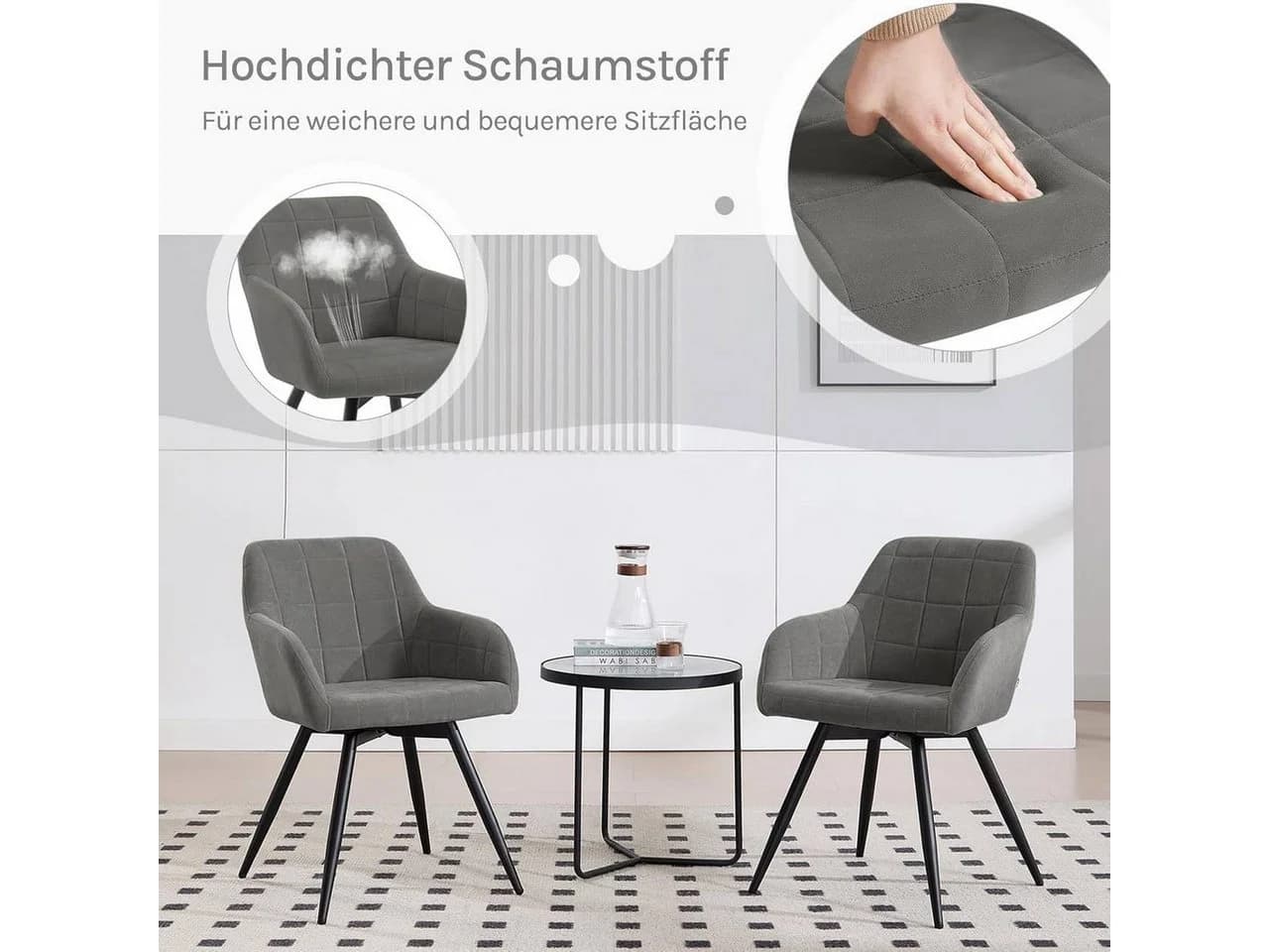 Woltu Esszimmerstuhl 6 St. gepolsterter ergonomischer mit Metallbeinen - Bild 5
