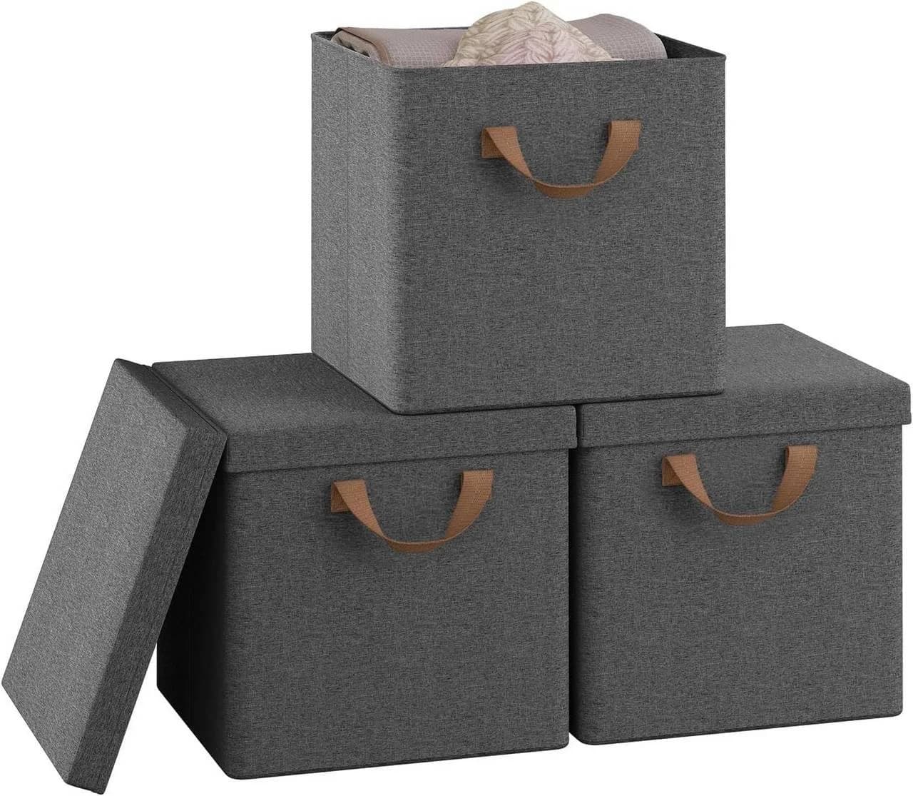 Woltu Aufbewahrungsbox 3er Set Grau Beige Faltbar mit Griffen - Bild 2