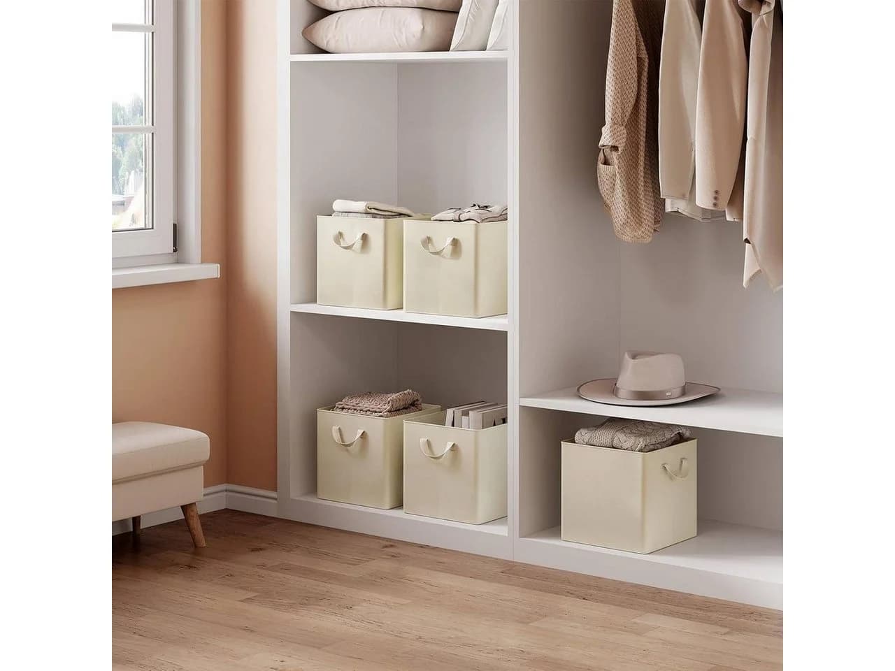 Woltu Aufbewahrungsbox 3 St. Creme/Grau Stoffboxen