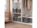 Woltu Aufbewahrungsbox 3 St. Creme/Grau Stoffboxen mit Griffen Metallrahmen Bild 1