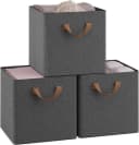 Woltu Aufbewahrungsbox 3 St. Creme/Grau Stoffboxen mit Griffen Metallrahmen Bild 2