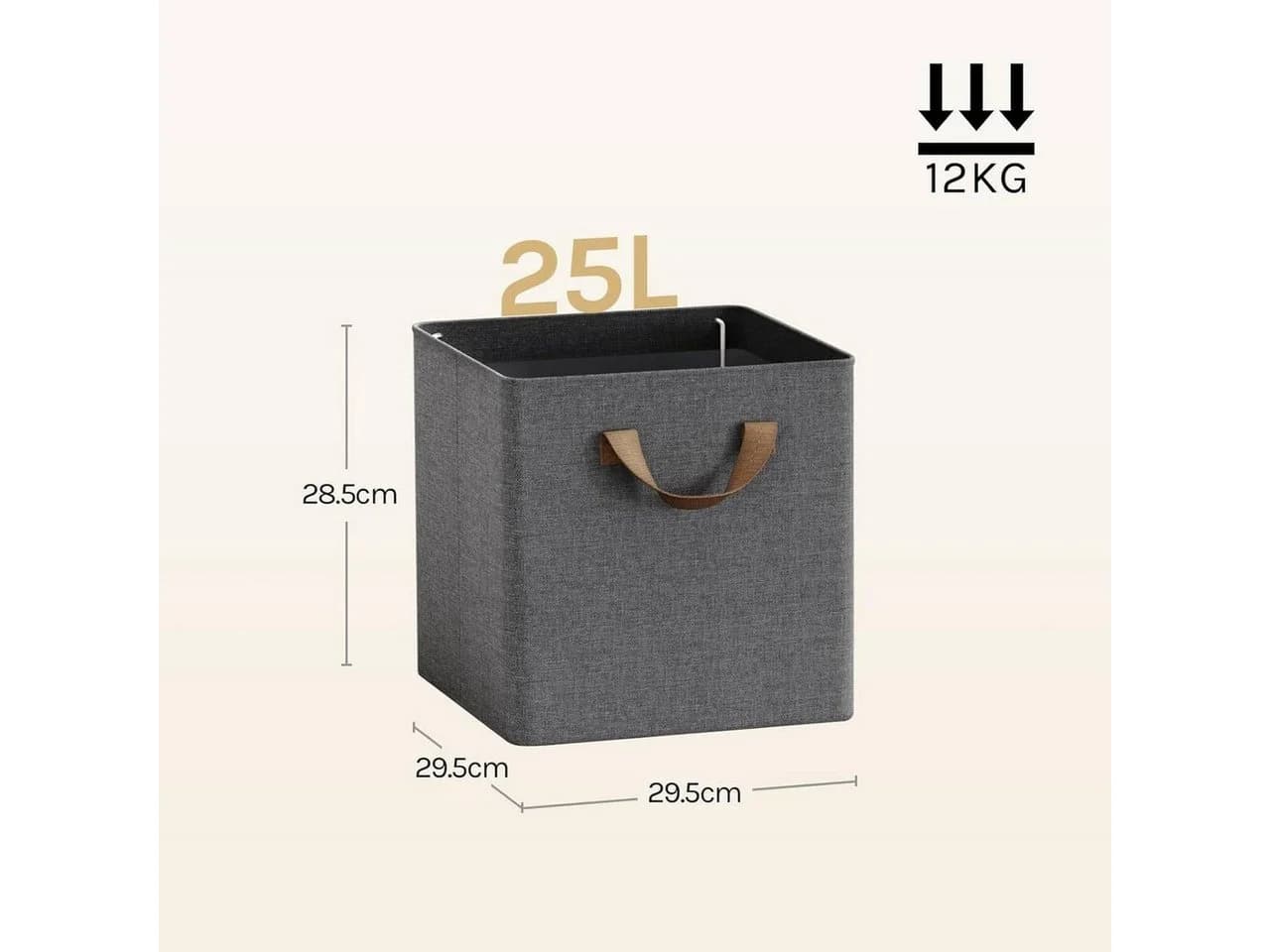 Woltu Aufbewahrungsbox 3 St. Creme/Grau Stoffboxen mit Griffen Metallrahmen - Bild 3