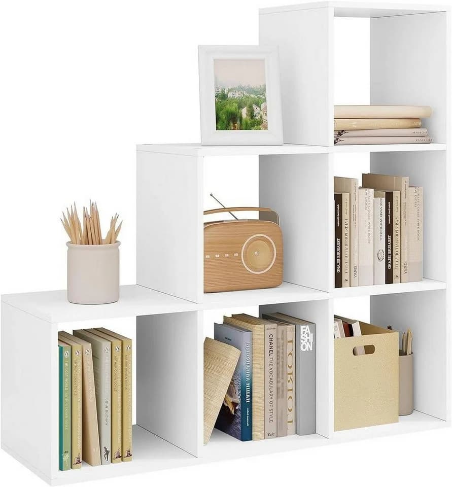 Woltu Bücherregal Weiß 6 Fächer Würfelregal Skandinavisch - Bild 2