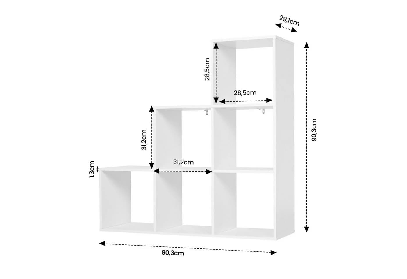 Woltu Bücherregal Weiß 6 Fächer Würfelregal Skandinavisch - Bild 3