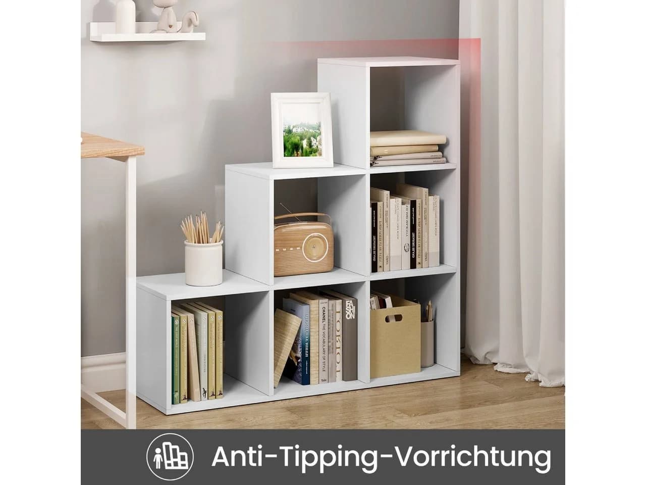 Woltu Bücherregal Weiß 6 Fächer Würfelregal Skandinavisch - Bild 4
