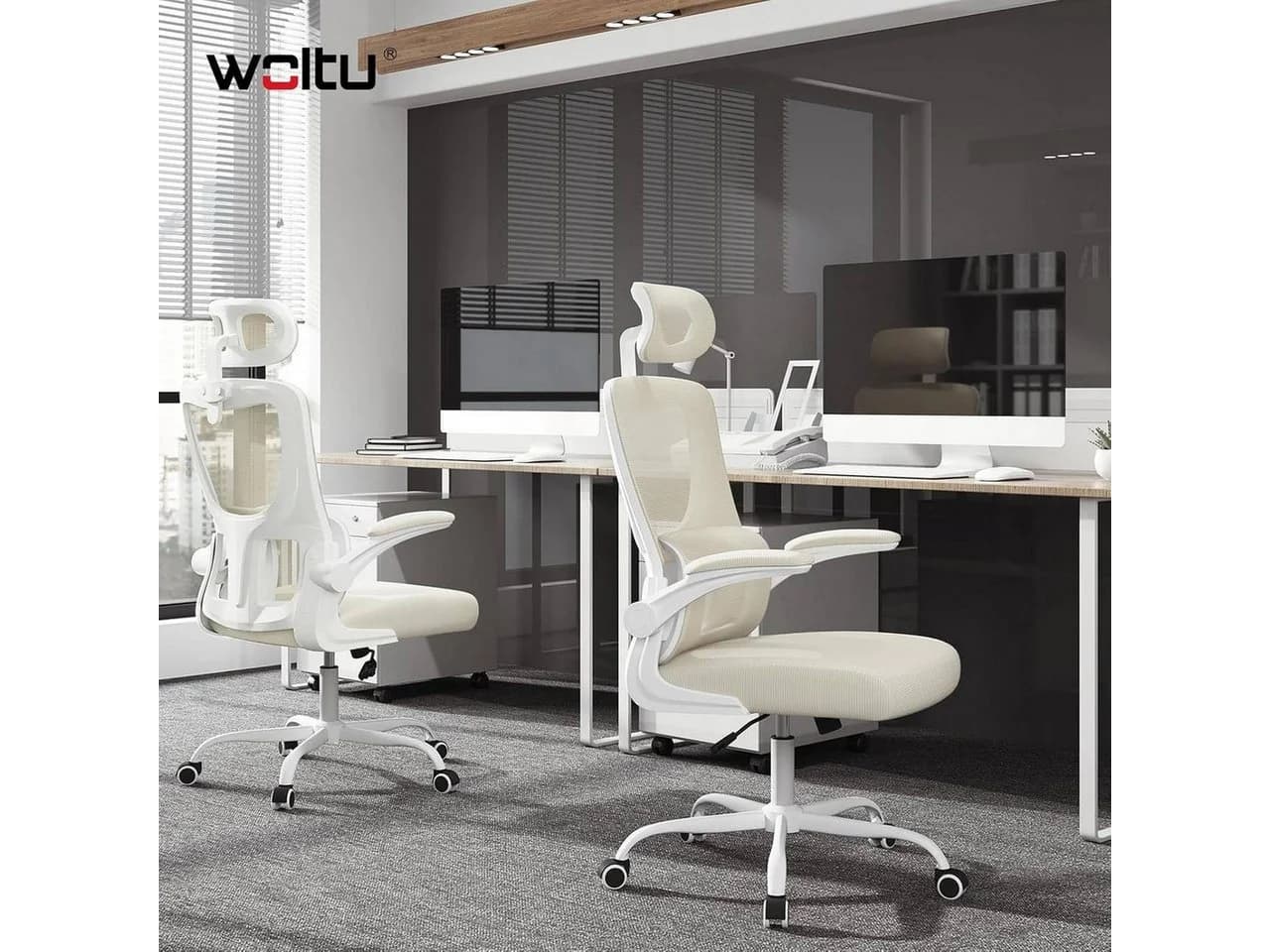 Woltu Bürostuhl Ergonomisch mit Schaukelfunktion und Netzstoff