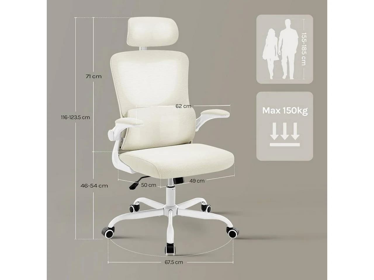 Woltu Bürostuhl Ergonomisch mit Schaukelfunktion und Netzstoff - Bild 3