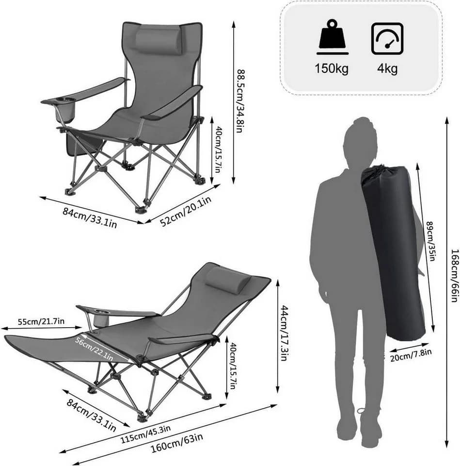 Woltu Campingstuhl (2 St) Klappbar Outdoor mit Armlehnen Getränkehalter - Bild 3