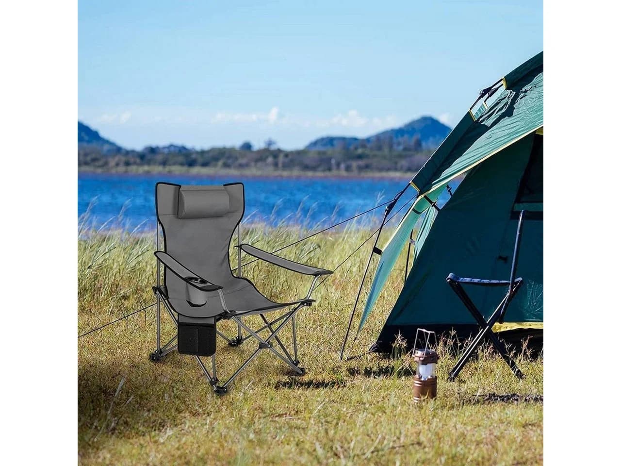 Woltu Campingstuhl (2 St) Klappbar Outdoor mit Armlehnen Getränkehalter - Bild 4