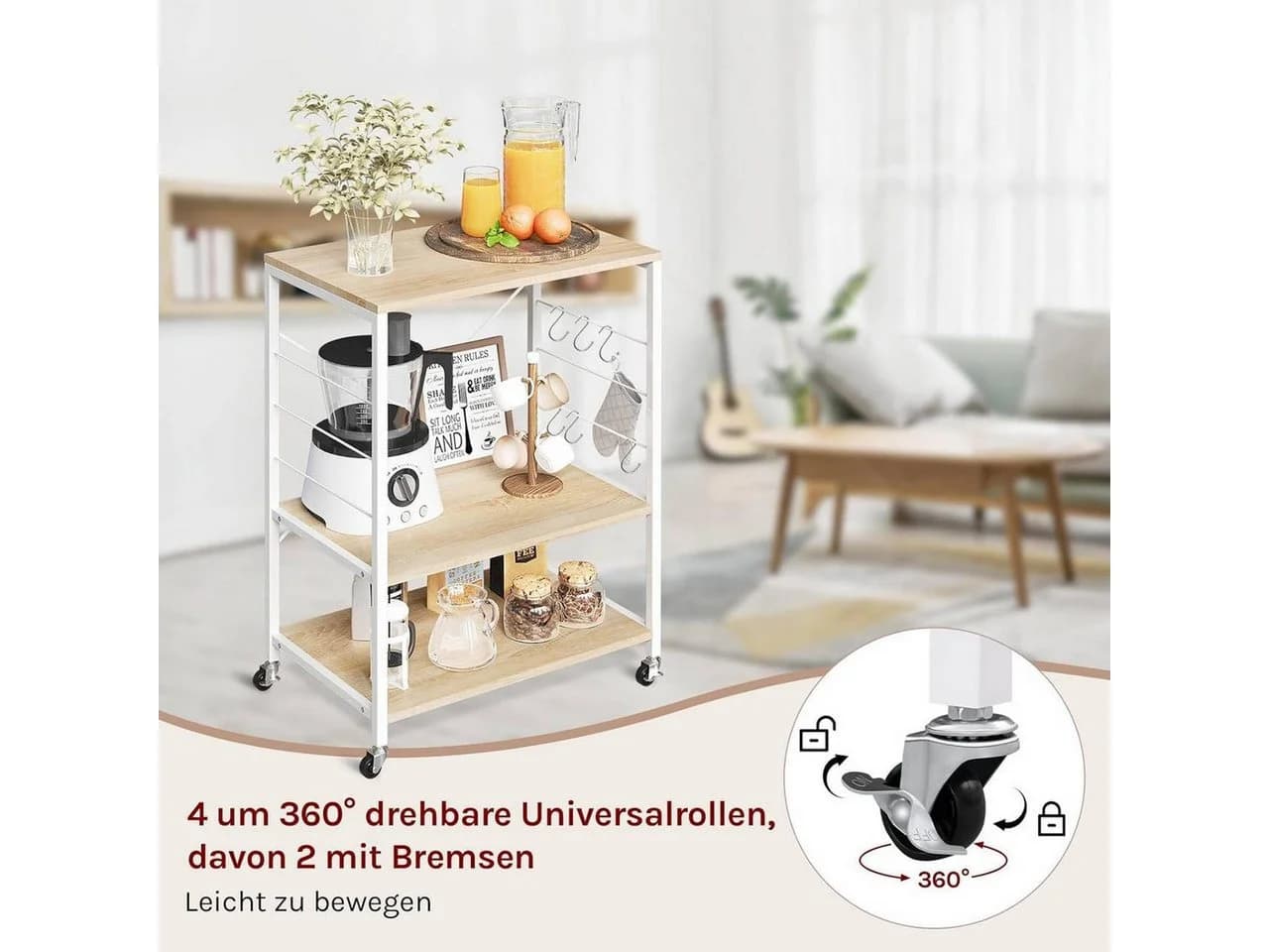 Woltu Küchenregal 6 Ablagen 4 Haken Metallrahmen - Bild 5