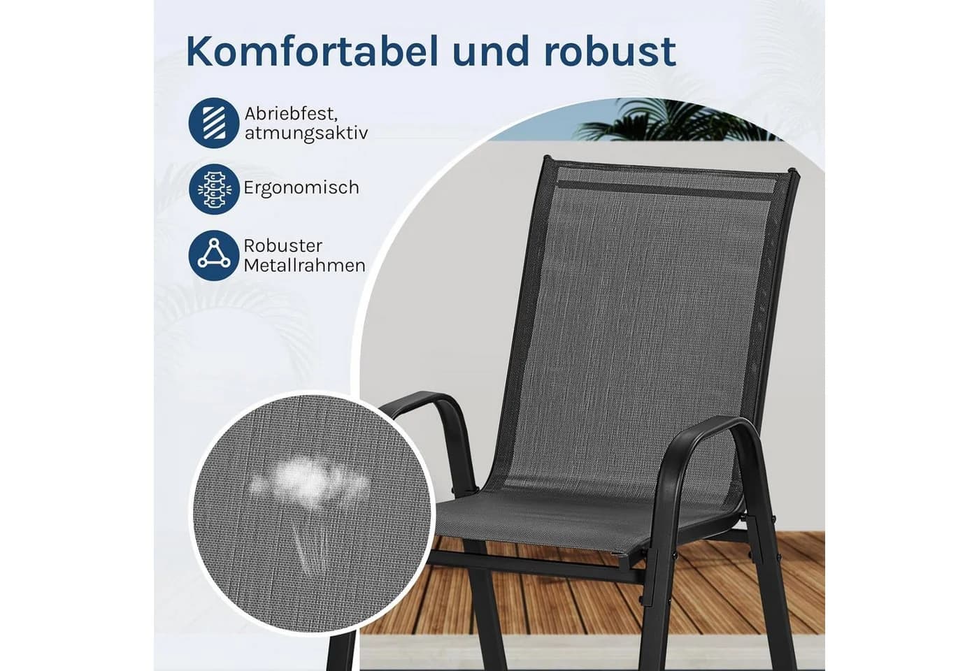 Woltu Gartenstuhl 2er Set Stapelbar Dunkelgrau - Bild 4