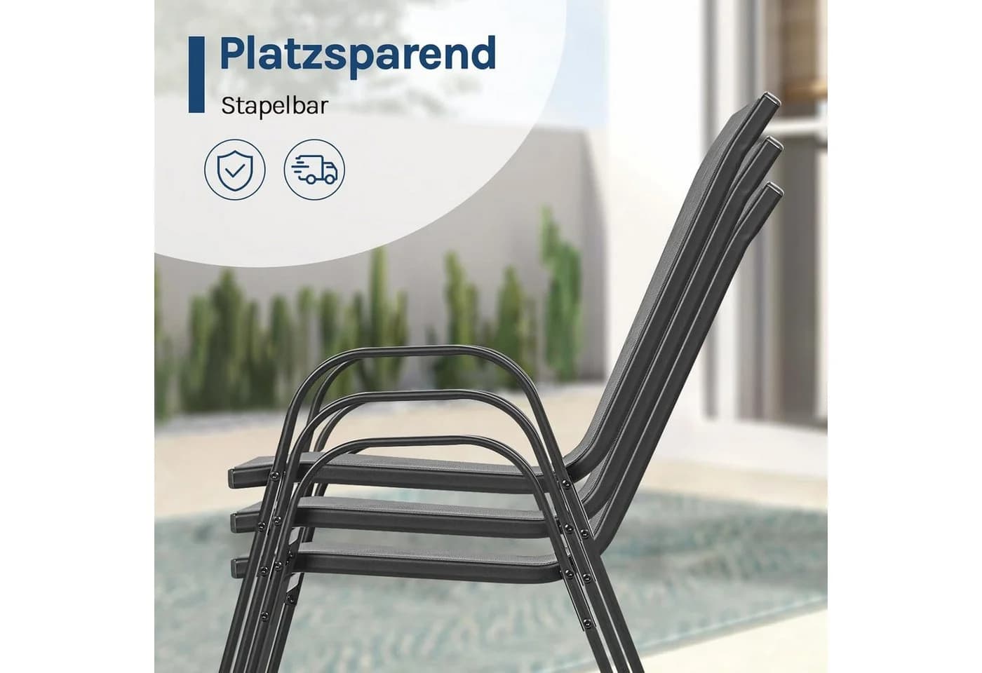 Woltu Gartenstuhl 2er Set Stapelbar Dunkelgrau - Bild 5