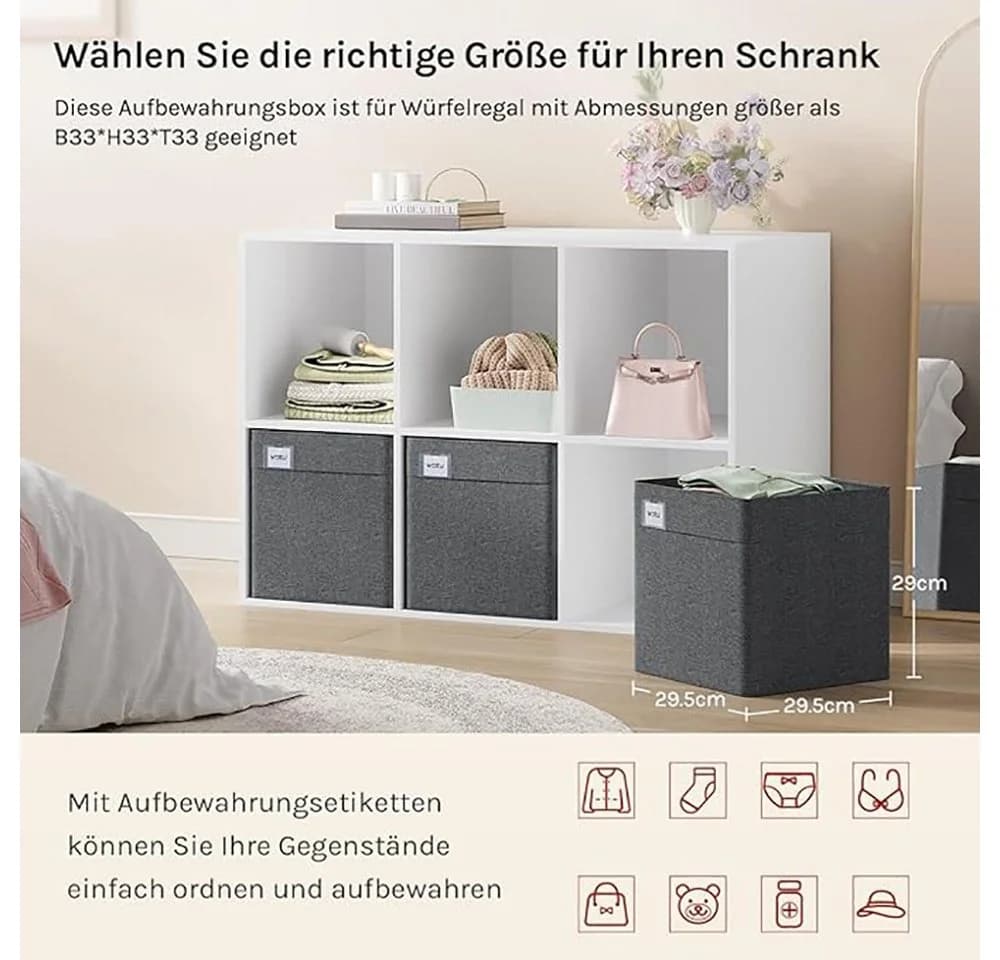 Woltu Aufbewahrungsbox 3 St. Dunkelgrau Stoffbox Aufbewahrung Regal Einsatz