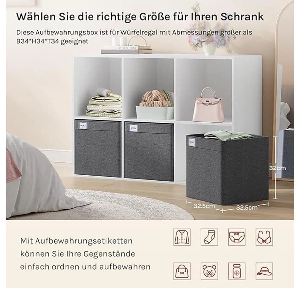 Woltu Aufbewahrungsbox 3er Set mit Griffen Dunkelgrau Stoffbox - Bild 2
