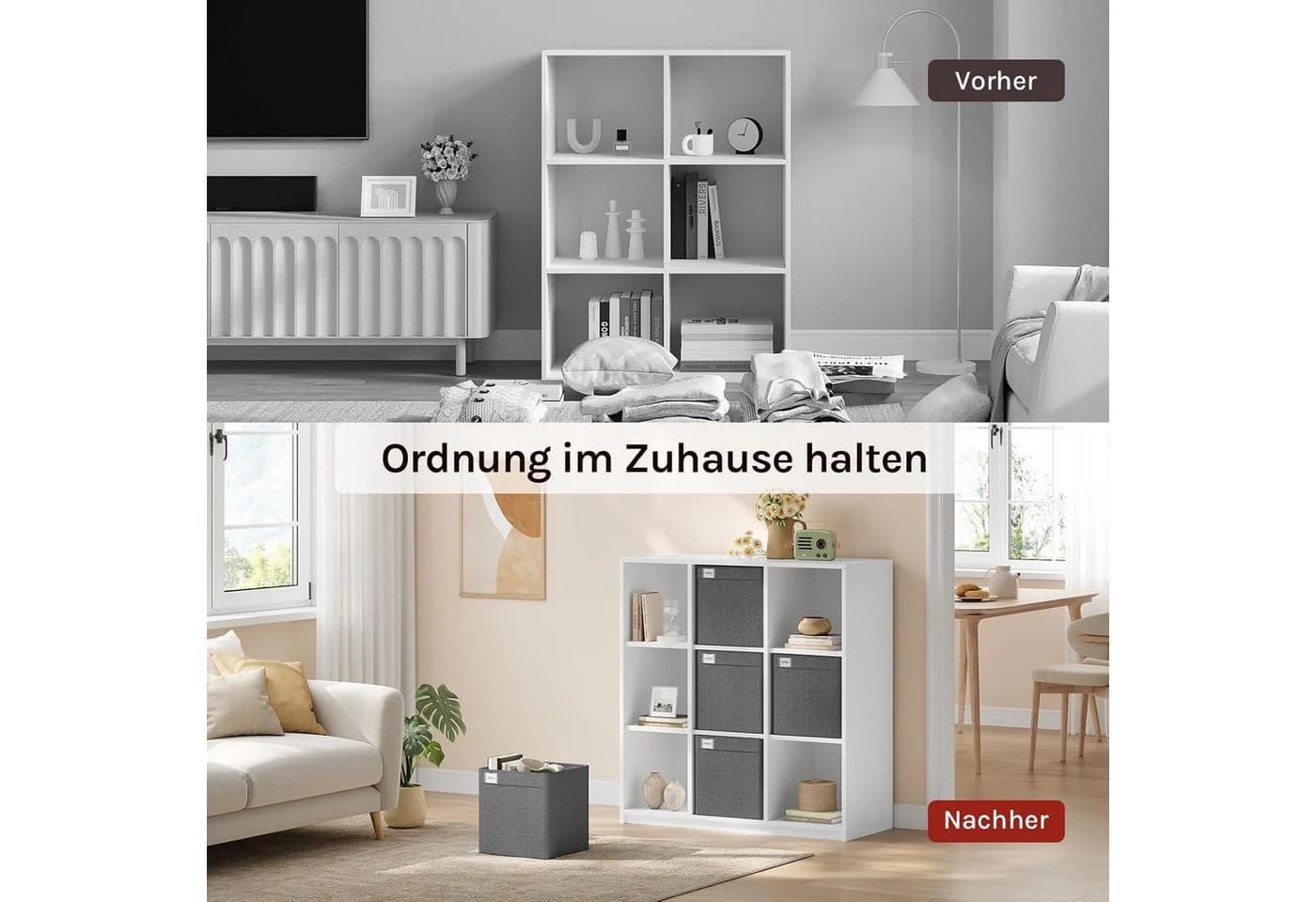 Woltu Aufbewahrungsbox 3er Set mit Griffen Dunkelgrau Stoffbox - Bild 5