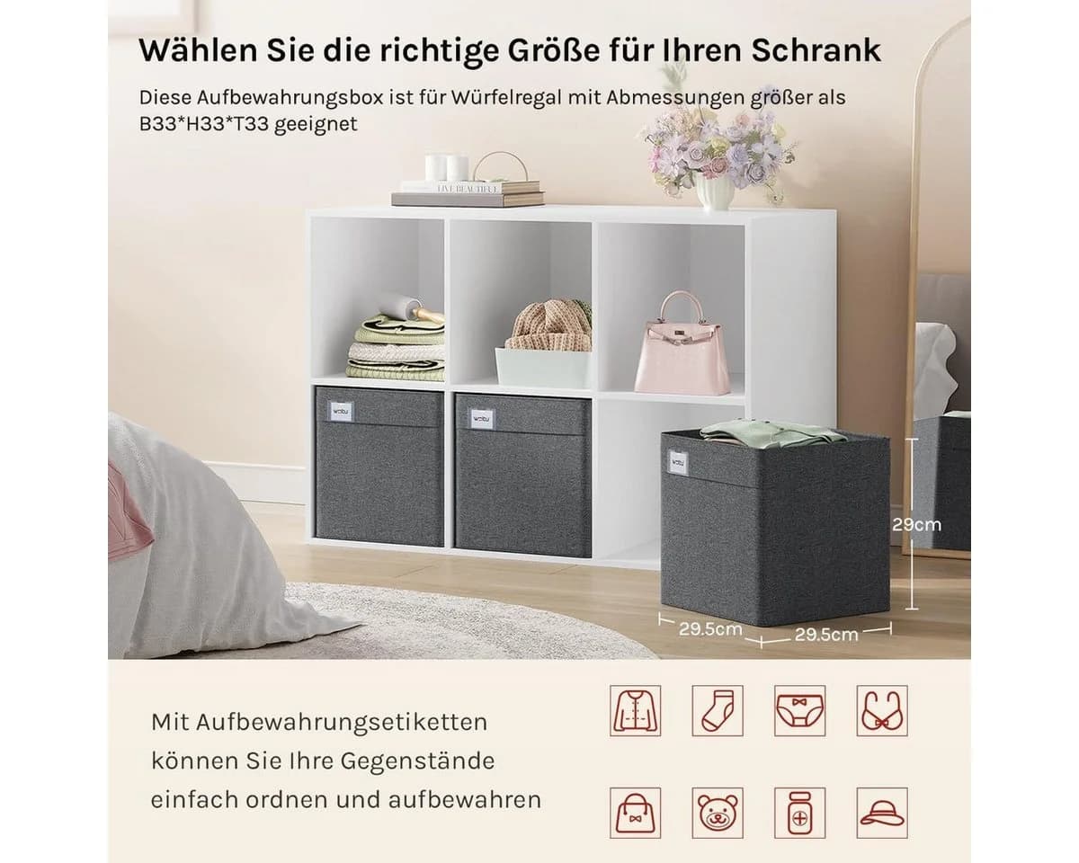Woltu Aufbewahrungsbox 6 St. Dunkelgrau Stoffbox Aufbewahrung Regal Einsatz - Bild 3