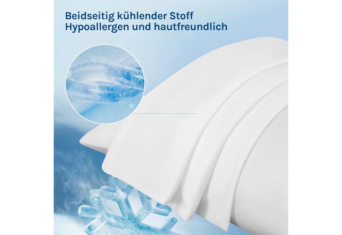 Woltu Kissenbezug 2er Set Kühlend Weiß Grau Blau Arc-Chill - Bild 4