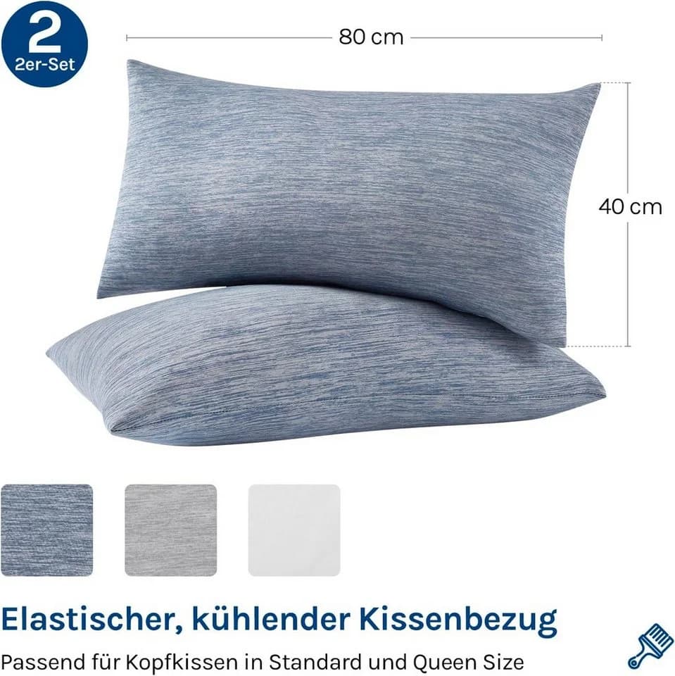 Woltu Kühlende Kissenhülle 2er Set mit Arc-Chill Technologie Blau - Bild 3