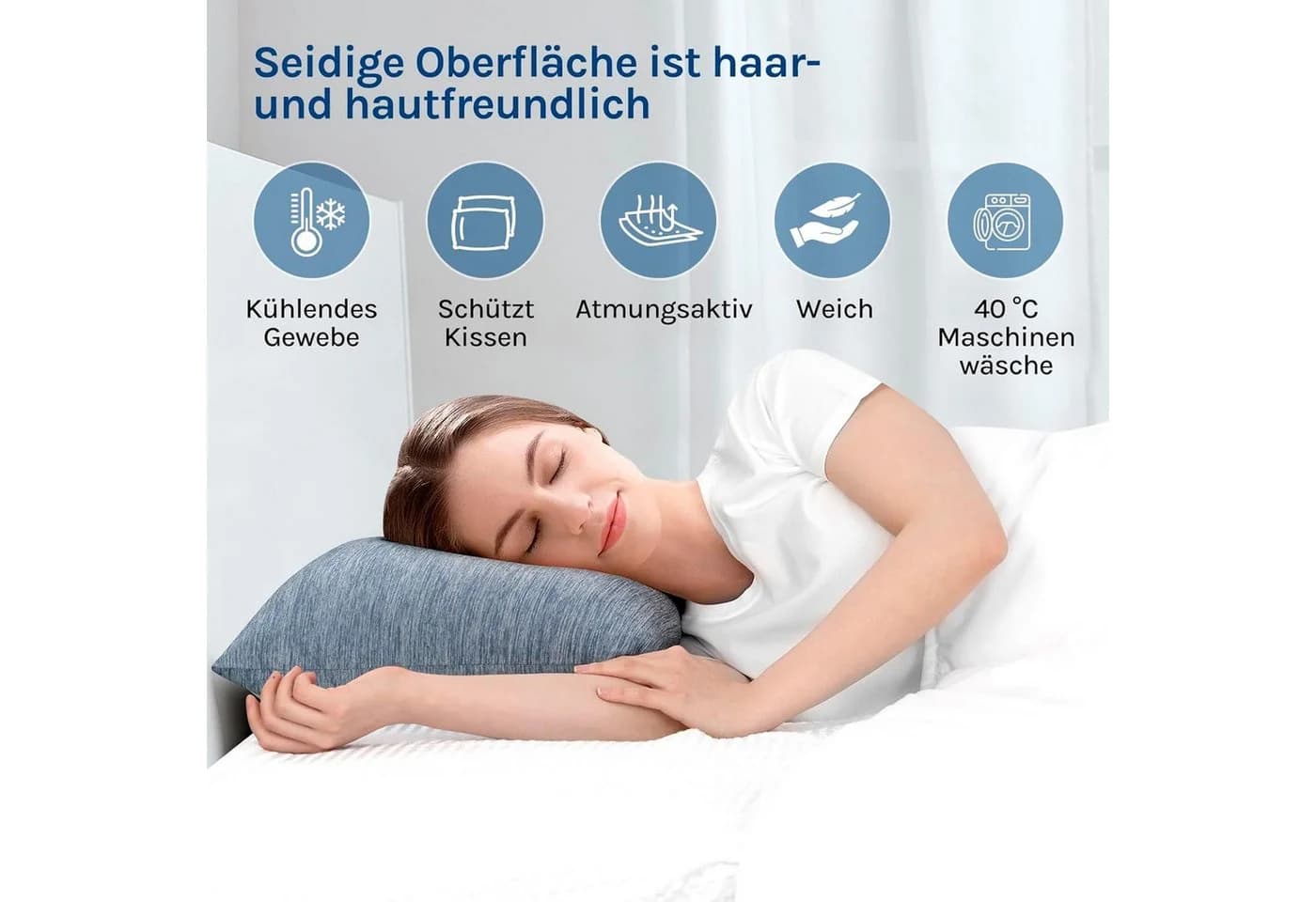 Woltu Kissenbezug 2er Set Kühlende Kissenhülle Blau Arc-Chill - Bild 5