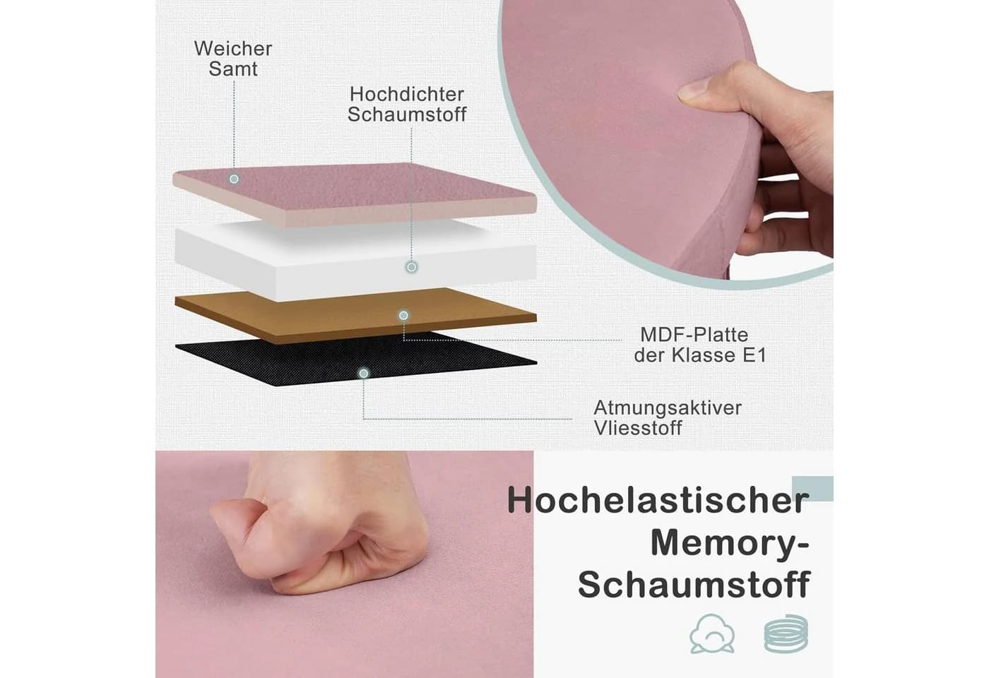 Woltu Sitzhocker 1 St Pastellrosa - Bild 4