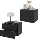 Woltu Nachttisch 2-St. Schwarz Wandregal Schlafzimmer Wohnzimmer Bild 2