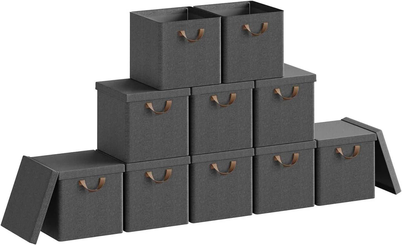 Woltu Aufbewahrungsbox 10er Set Grau mit Metallrahmen & Griffen - Bild 2