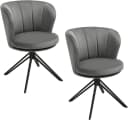 Woltu 4-Fußstuhl 2er Set Grau Samt 360° Drehbar mit Armlehne Bild 2