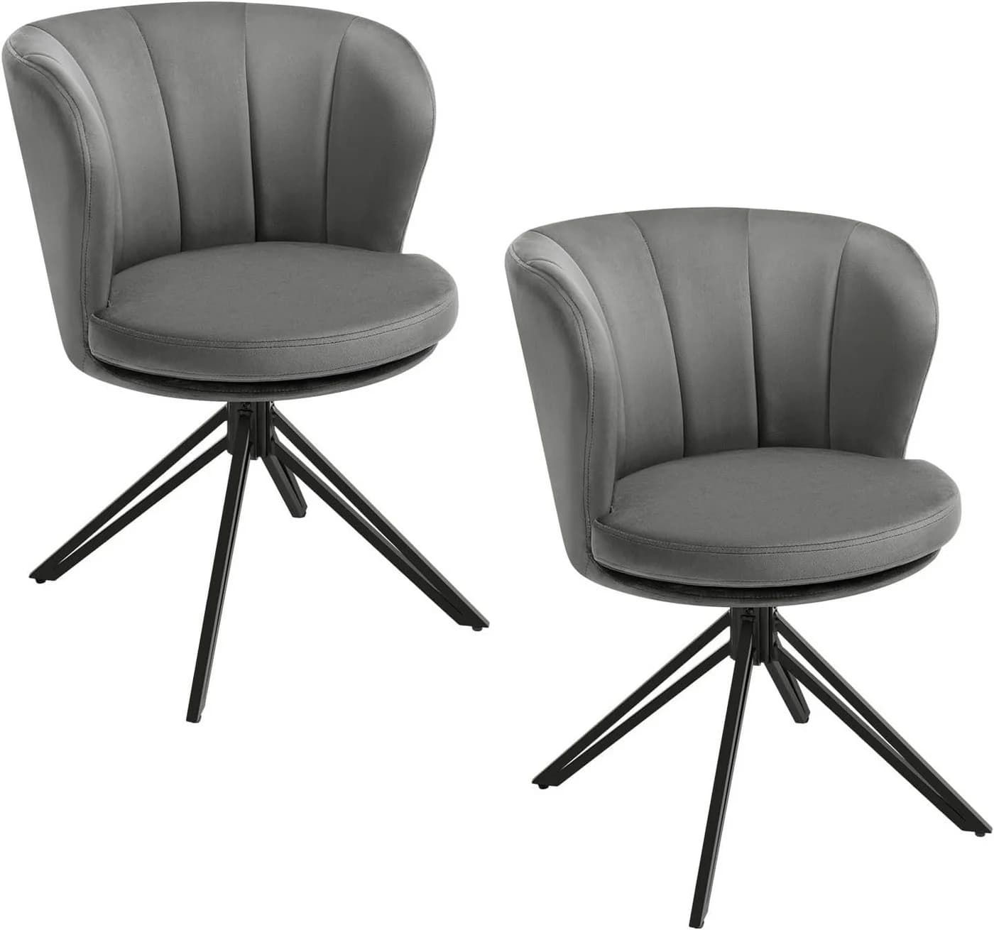 Woltu 4-Fußstuhl 2er Set Grau Samt 360° Drehbar mit Armlehne - Bild 2