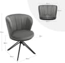 Woltu 4-Fußstuhl 2er Set Grau Samt 360° Drehbar mit Armlehne Bild 3