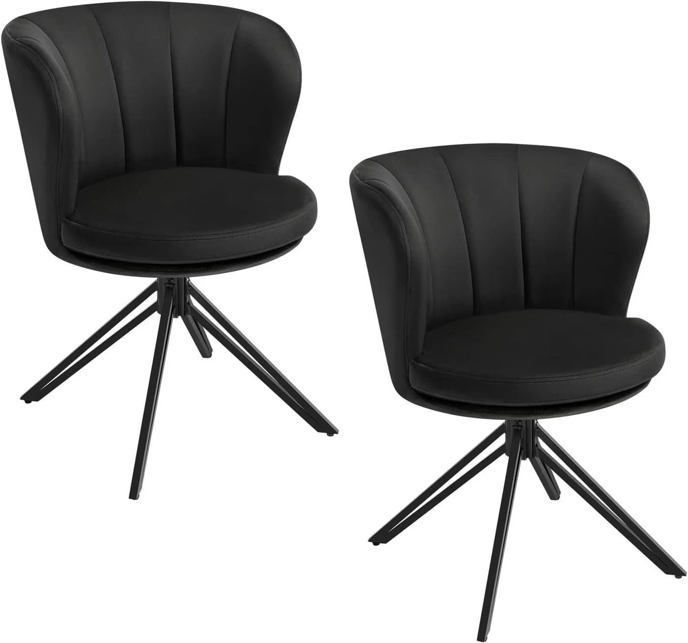 Woltu Esszimmerstuhl 2er Set Schwarz Samt 360° Drehbar mit Armlehne - Bild 2