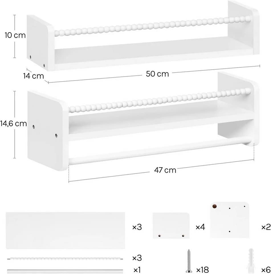 Woltu Kinderregal 3-tlg. Massivholz Wandregal Natürliche Holzfarbe - Bild 3