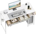 Woltu Schreibtisch mit 2 Schubladen & USB-Anschluss Weiß Bild 2