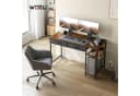Woltu Schreibtisch 120cm mit Schubladen & USB-Anschluss Rustikal Braun Bild 1
