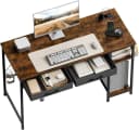 Woltu Schreibtisch 120cm mit Schubladen & USB-Anschluss Rustikal Braun Bild 2