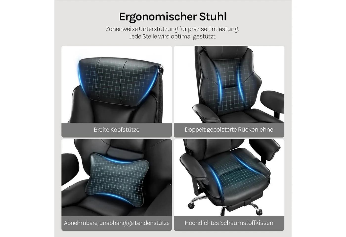 Woltu Bürostuhl Chefsessel Schwarz/Braun Ergonomisch Kunstleder
