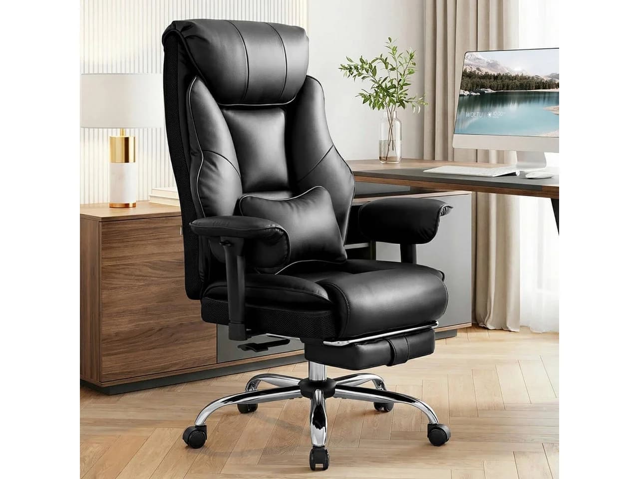 Woltu Bürostuhl Chefsessel Schwarz/Braun Ergonomisch Kunstleder - Bild 2