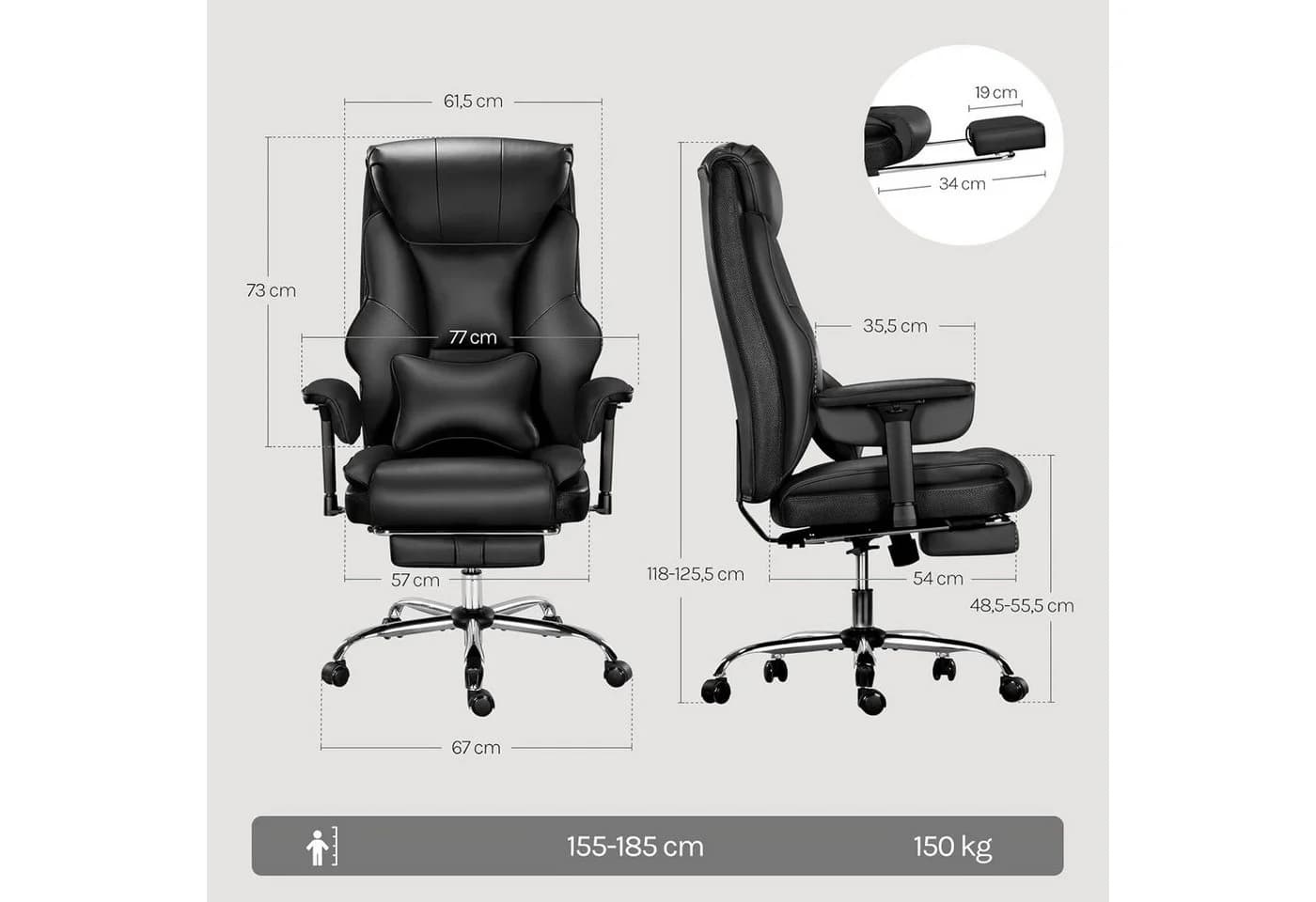 Woltu Bürostuhl Chefsessel Schwarz/Braun Ergonomisch Kunstleder - Bild 3