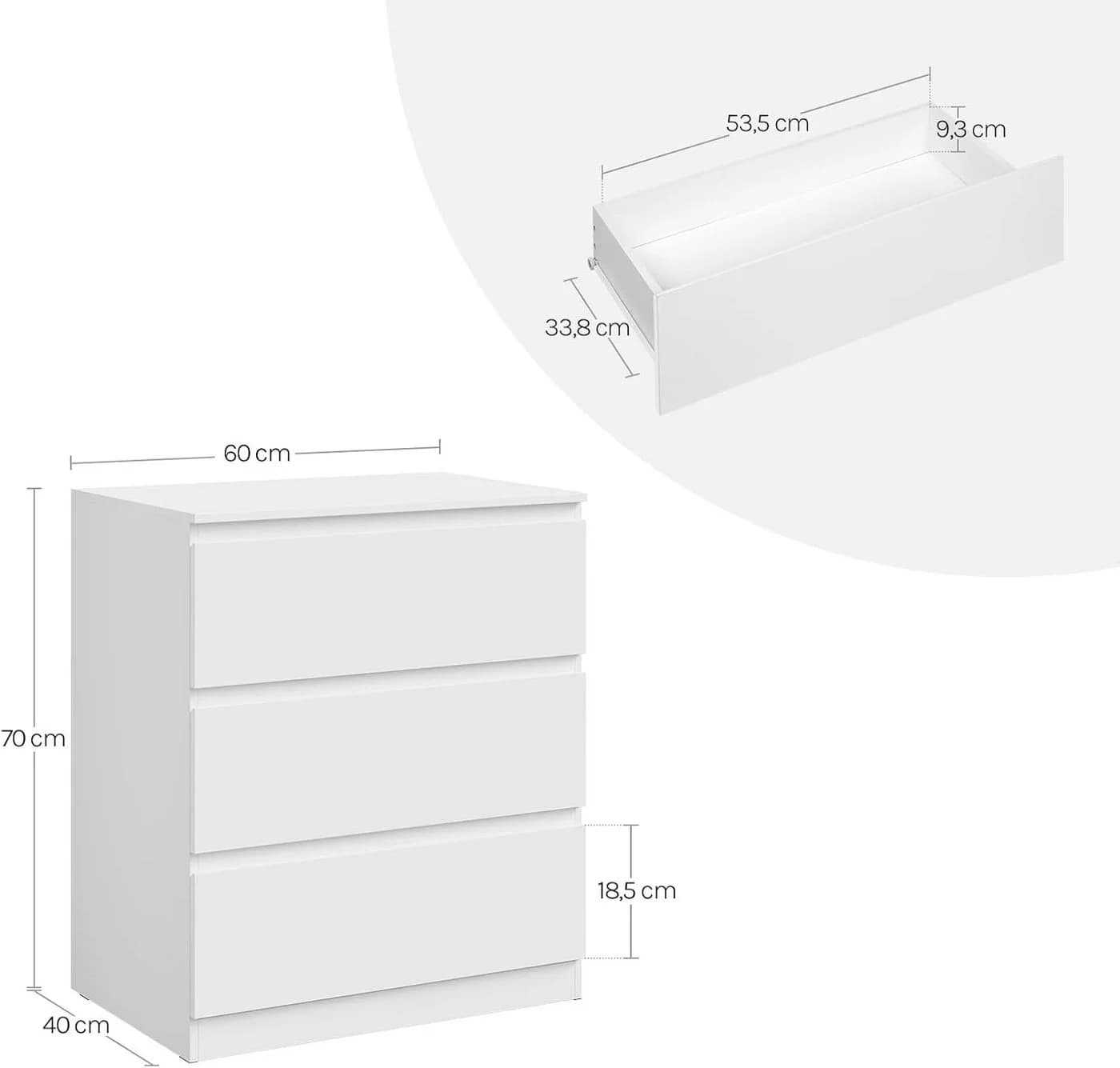 Woltu Kommode Weiß 3 Schubladen - Bild 3