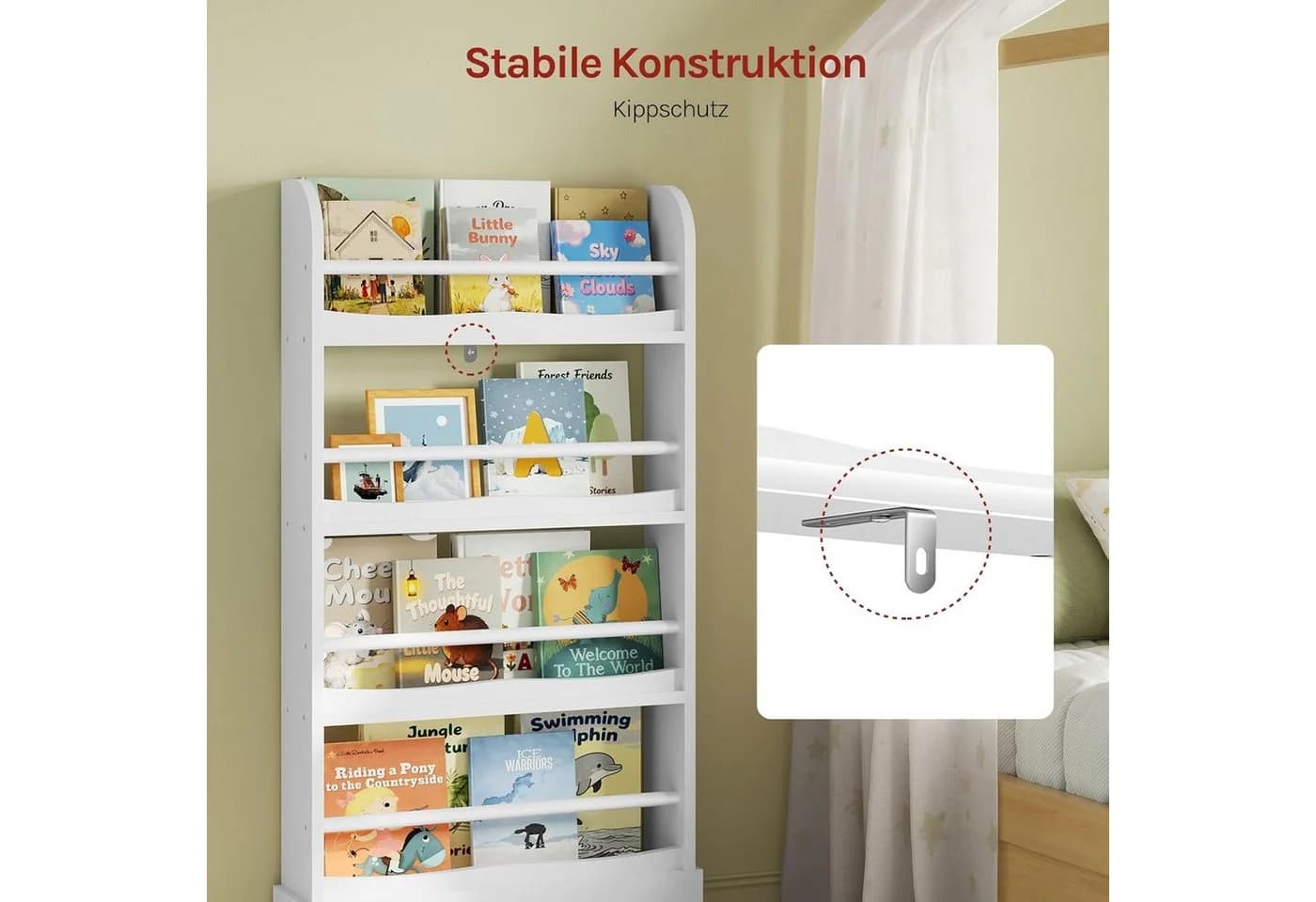 Woltu Bücherregal 4 Ebenen Weiß MDF Holz - Bild 5