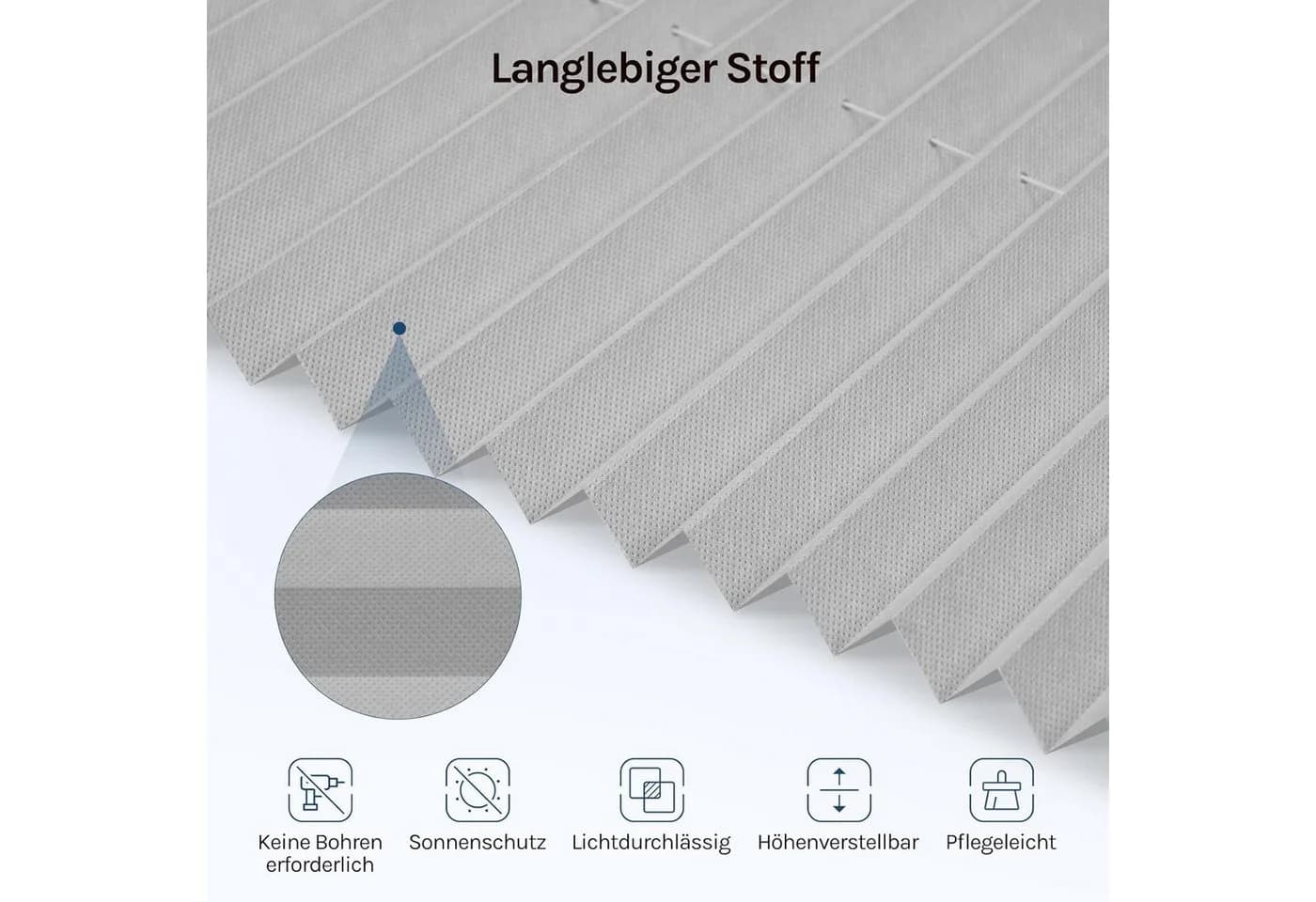 Woltu Plissee Grau Klemmfix Halbtransparent Sichtschutz - Bild 3